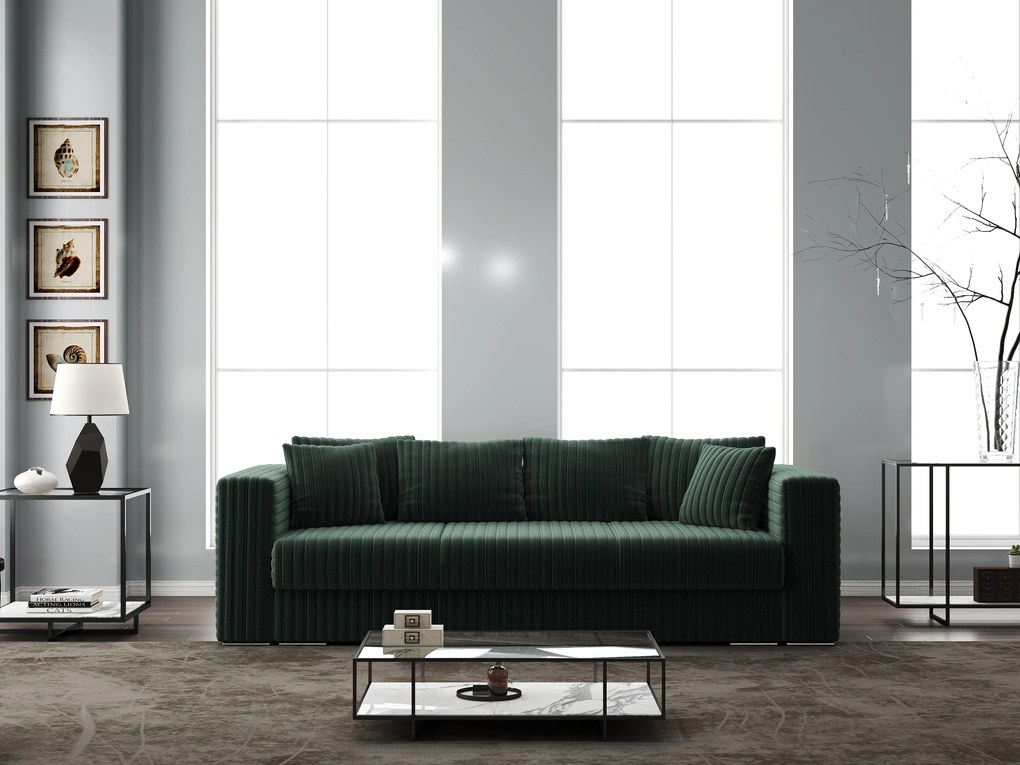 Canapea extensibilă dumonde cu ladă de depozitare si sezut confortabil din spuma high-density, Gloria Ambience Verde 240x100 cm
