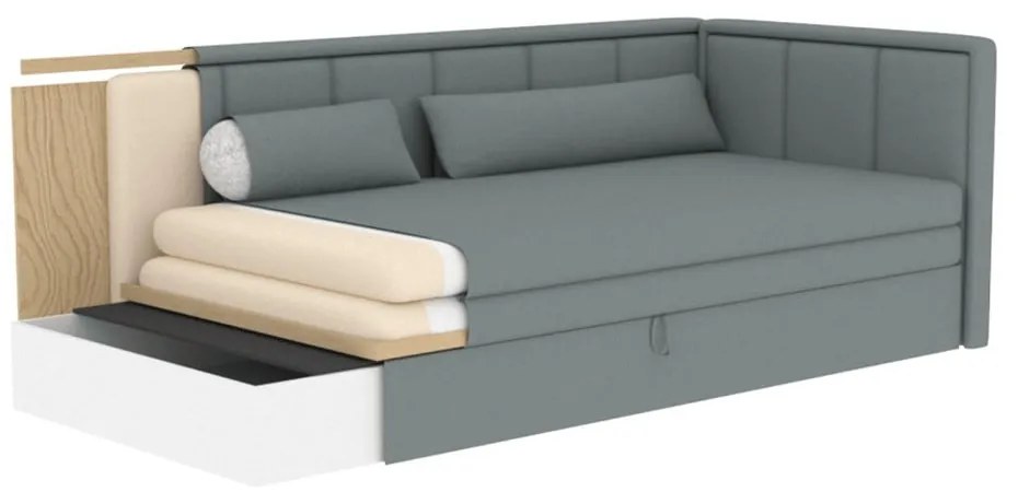 Canapea gri închis extensibilă/cu spațiu de depozitare cu tapițerie din chenille 214 cm Fulgeo – ELTAP