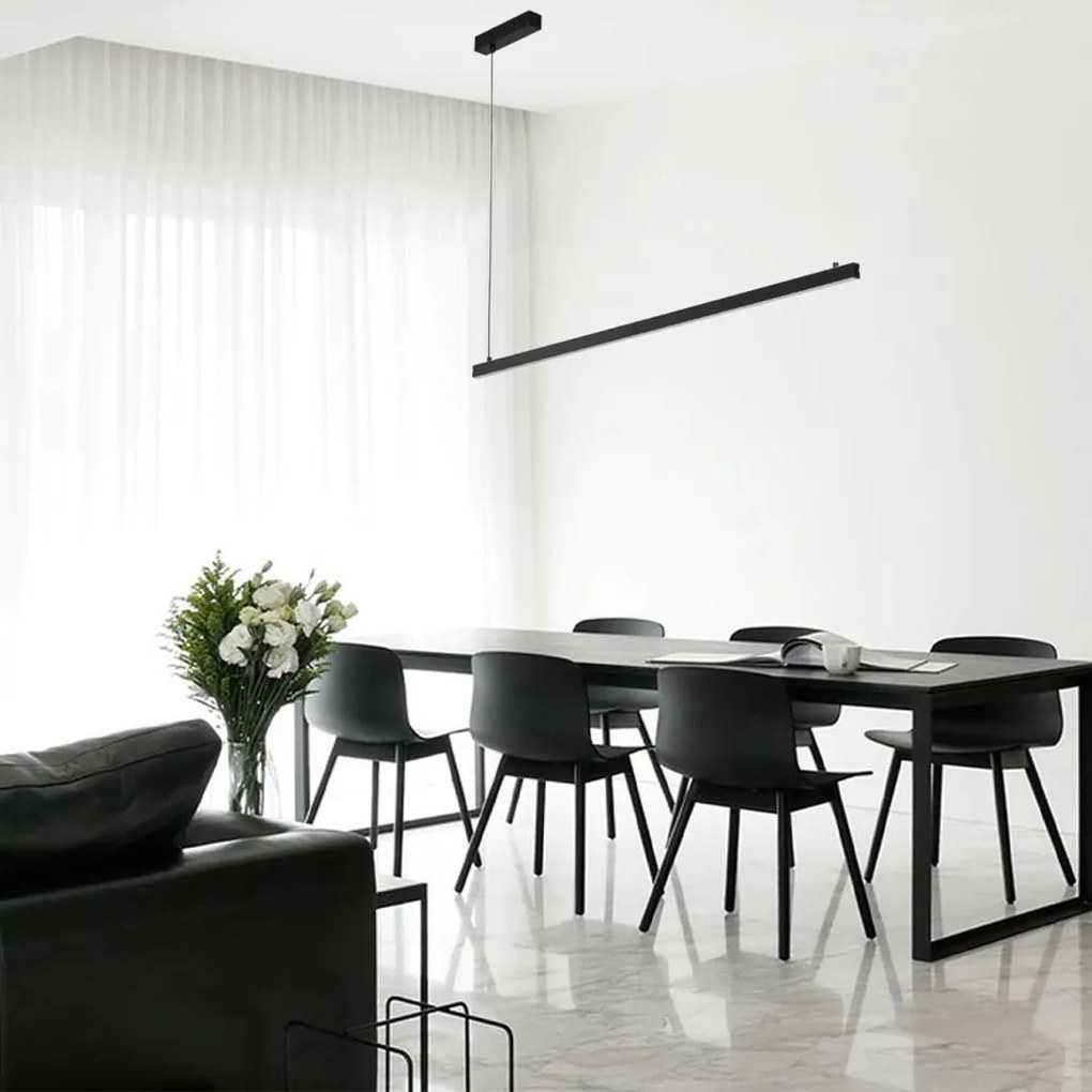 Lustra suspendata LED, 120cm, Otel, Negru, MIAMI