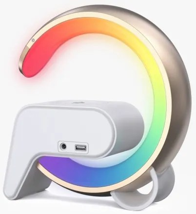 Lampă LED RGB dimabilă cu ceas deșteptător și încărcare Qi Immax 08986L 30W/230V auriu