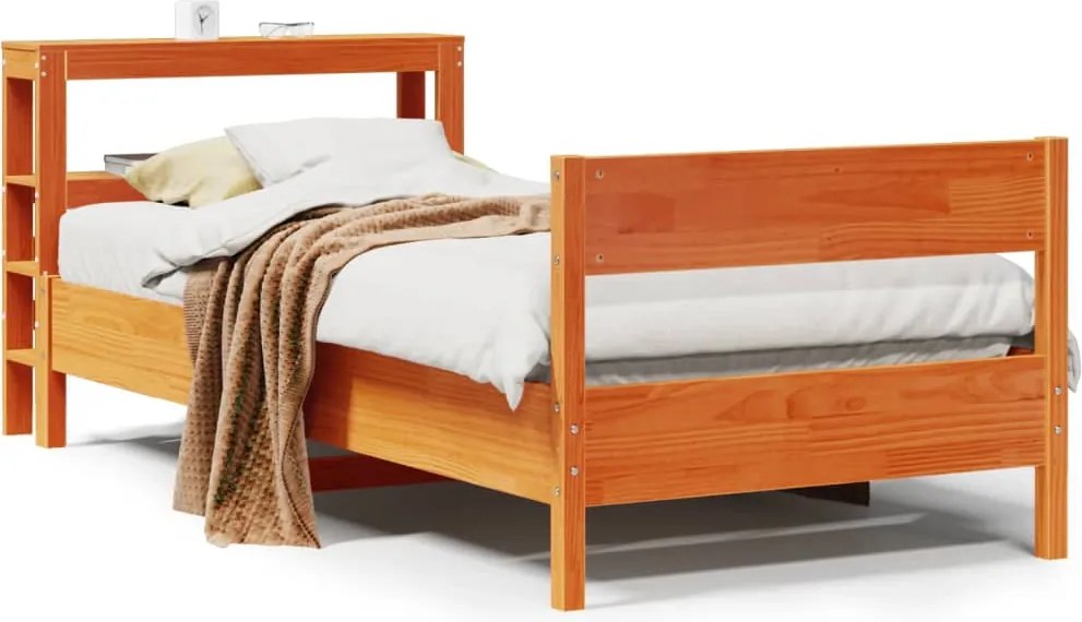 vidaXL Cadru pat fără saltea, maro ceruit, 75x190 cm, lemn masiv pin