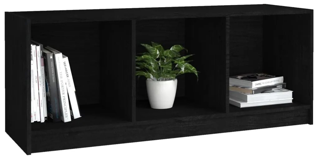 Comoda TV, negru, 104x33x41 cm, lemn masiv de pin 1, Negru