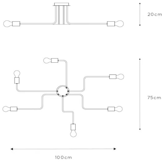 Lustră aplicată Lucide 21112/06/30 LESTER 6xE27/40W/230V negru
