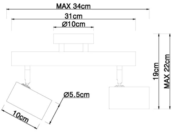 Spot HERTI 2xGU10/5W/230V lemn/metal Globo 57913-2