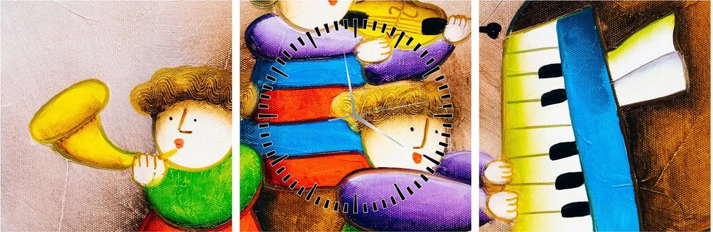 Tablou - Muzicanții, pictură (cu ceas) (90x30 cm)