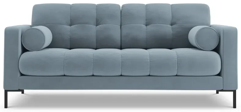 Canapea Bali Light Blue, 2 locuri/catifea/picioare negre