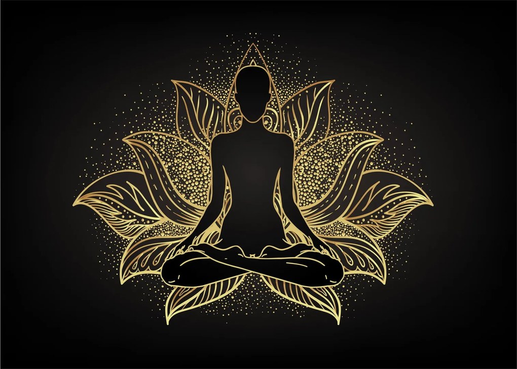 Tablou pe sticlă - Silueta într-o floare de lotus (70x50 cm)
