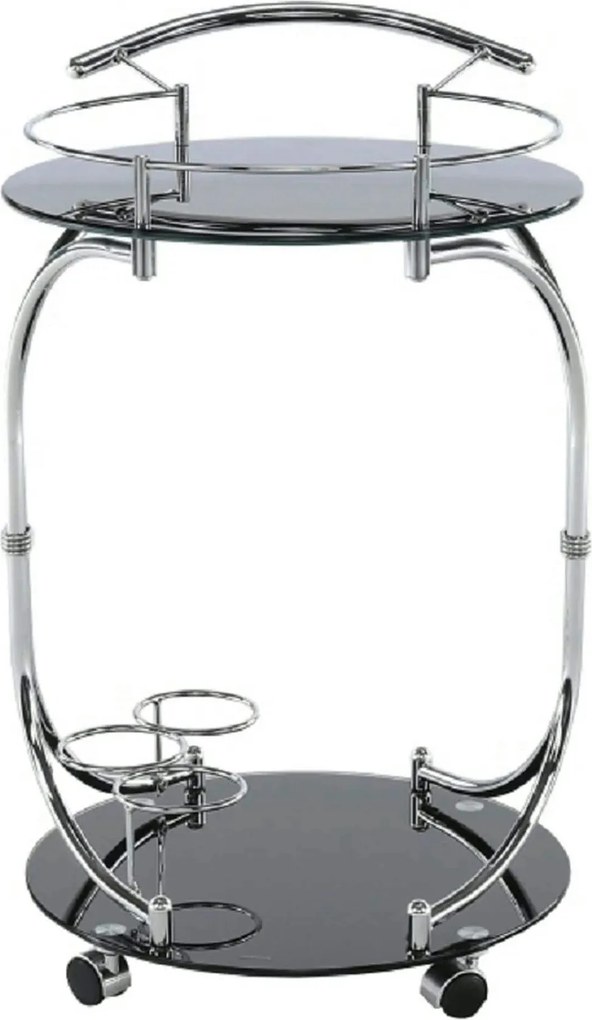 Carucior servire VESNA, crom/negru, sticla/metal, 52x45x74 cm