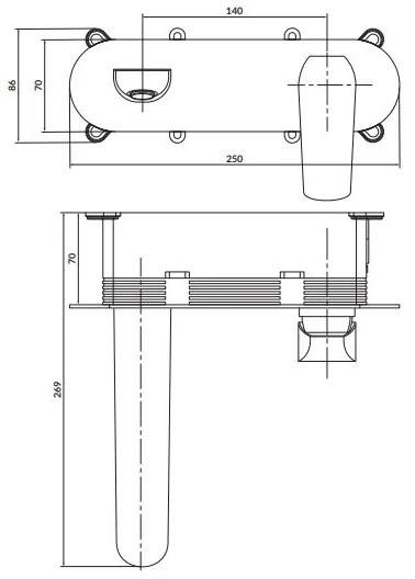 Baterie de lavoar pentru instalare ascunsă Cersanit S951-361 CITY crom lucios