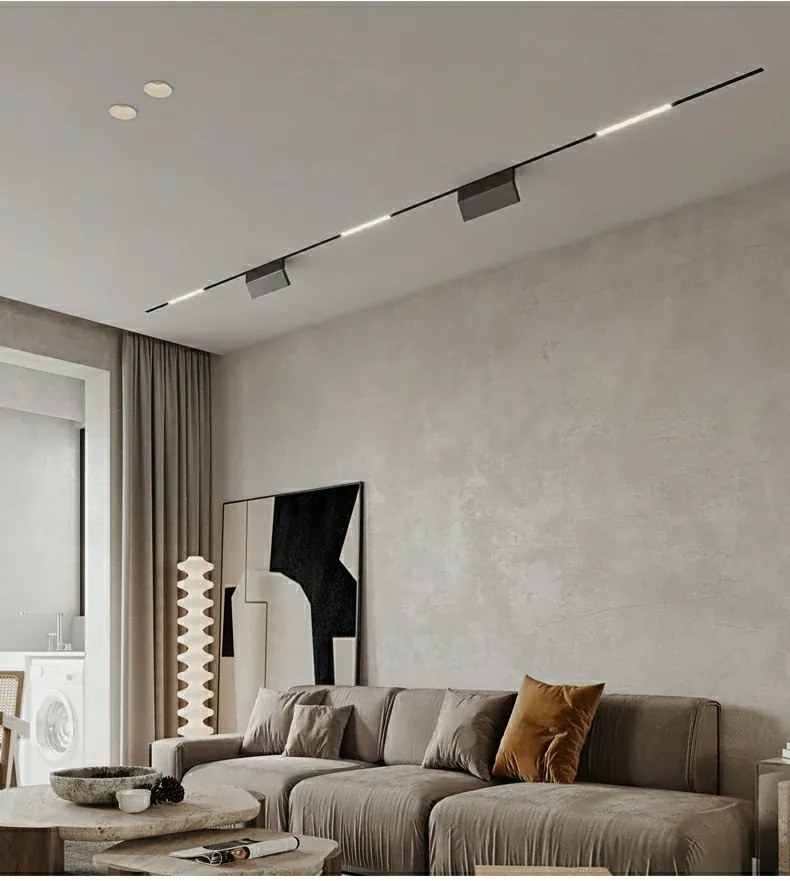 Banda LED Șină Magnetică Negru, 12W – Design Încastrat Cu Lumină Neutră, Potrivită Pentru Iluminat Elegant