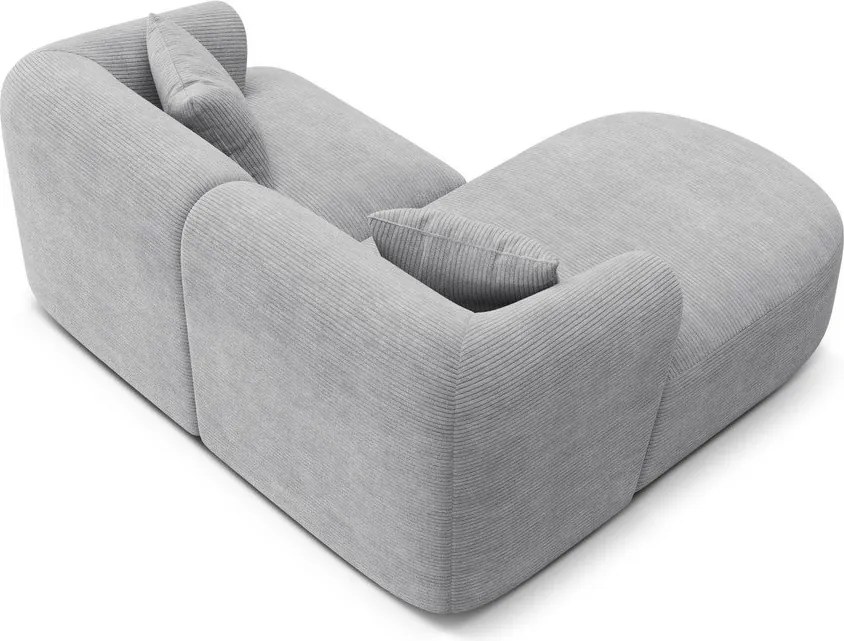 Colțar gri deschis cu tapițerie din catifea reiată (cu colț pe partea stângă/cu șezlong) Campi – Cosmopolitan Design