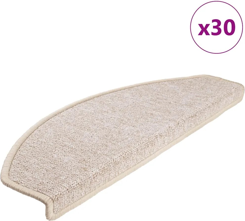 vidaXL Covorașe pentru scări, 30 buc., 65x24x4 cm, semirotunde, maro taupe, mari