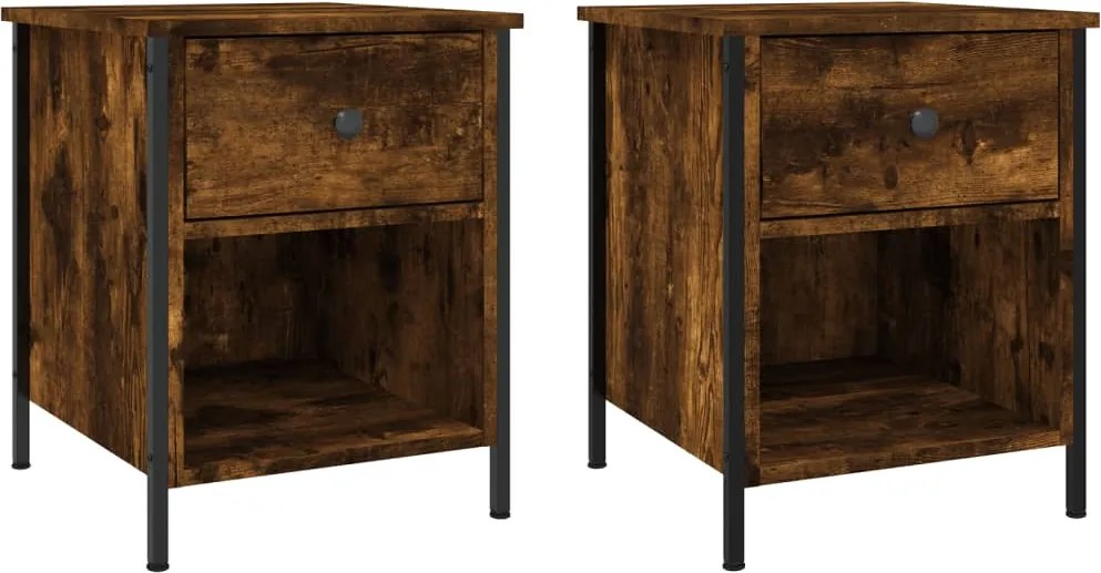 vidaXL Noptiere, 2 buc., stejar fumuriu, 40x42x50 cm, lemn compozit