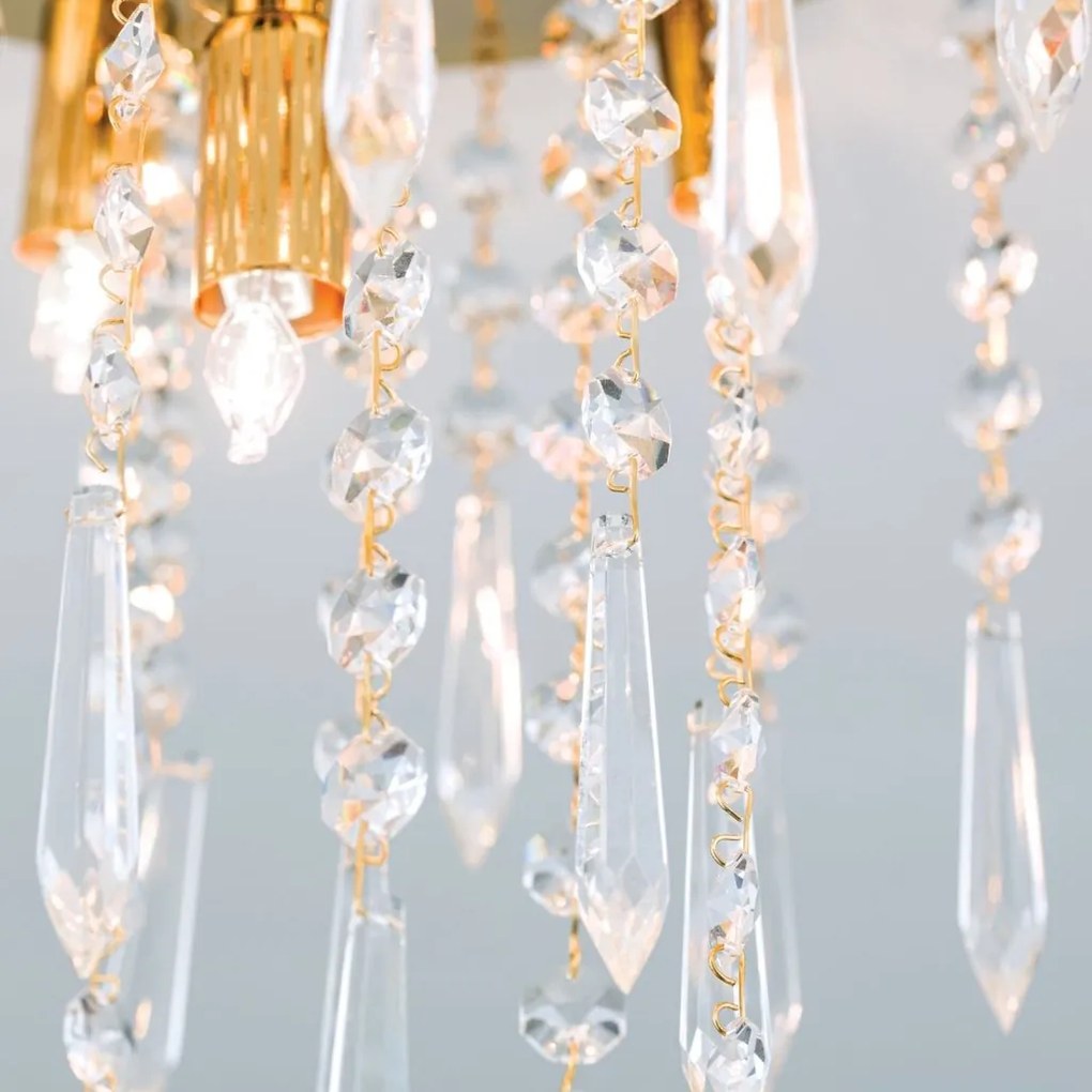 Plafoniera cu cristale PALME auriu 28cm