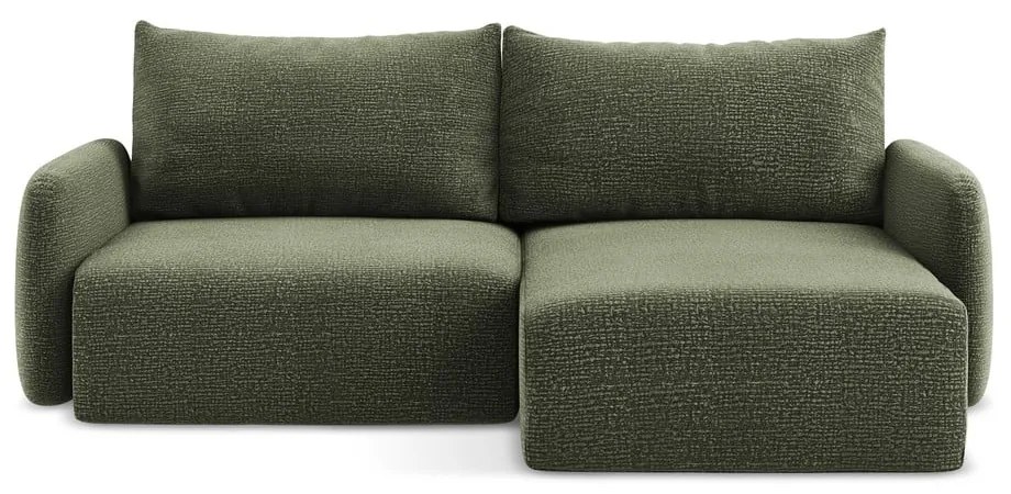 Colțar verde extensibil/cu spațiu de depozitare (cu colț pe partea dreaptă) Kalena – Makamii