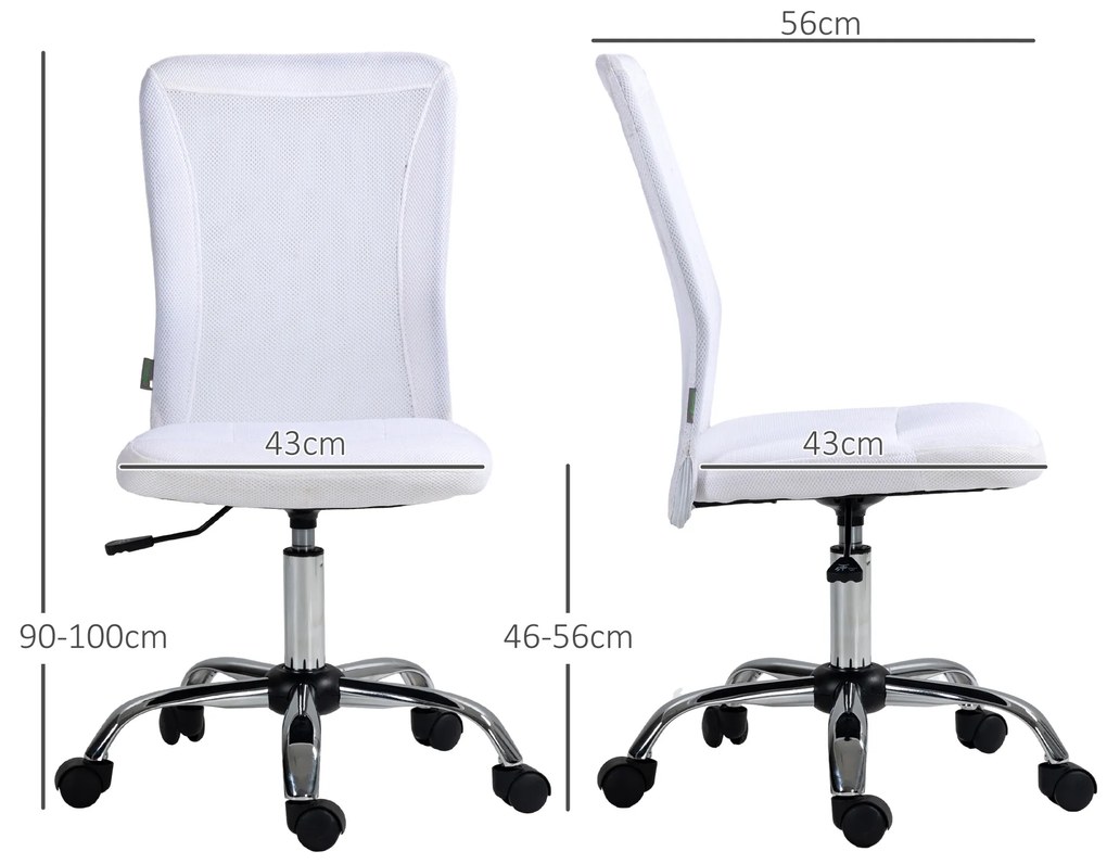 Vinsetto Scaun de birou ergonomic înălțime reglabilă picior cromat pivotant 360° îmbrăcăminte plasă albă | Aosom Romania
