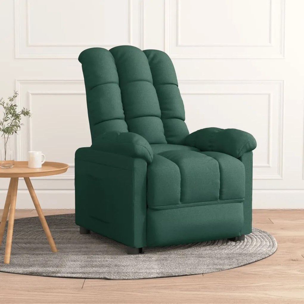 289802 vidaXL Fotoliu rabatabil, verde închis, material textil