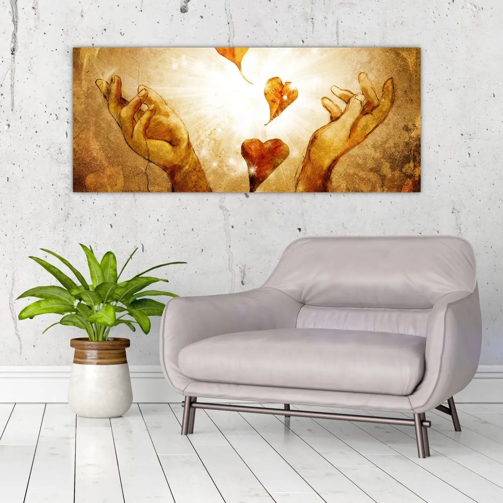 Tablou - pictura mâinilor pline de dragoste (120x50 cm)
