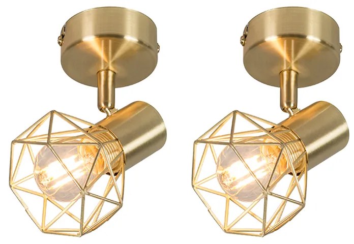 Set de 2 spoturi Art Deco cu braț pivotant și înclinabil din alamă - Mosh