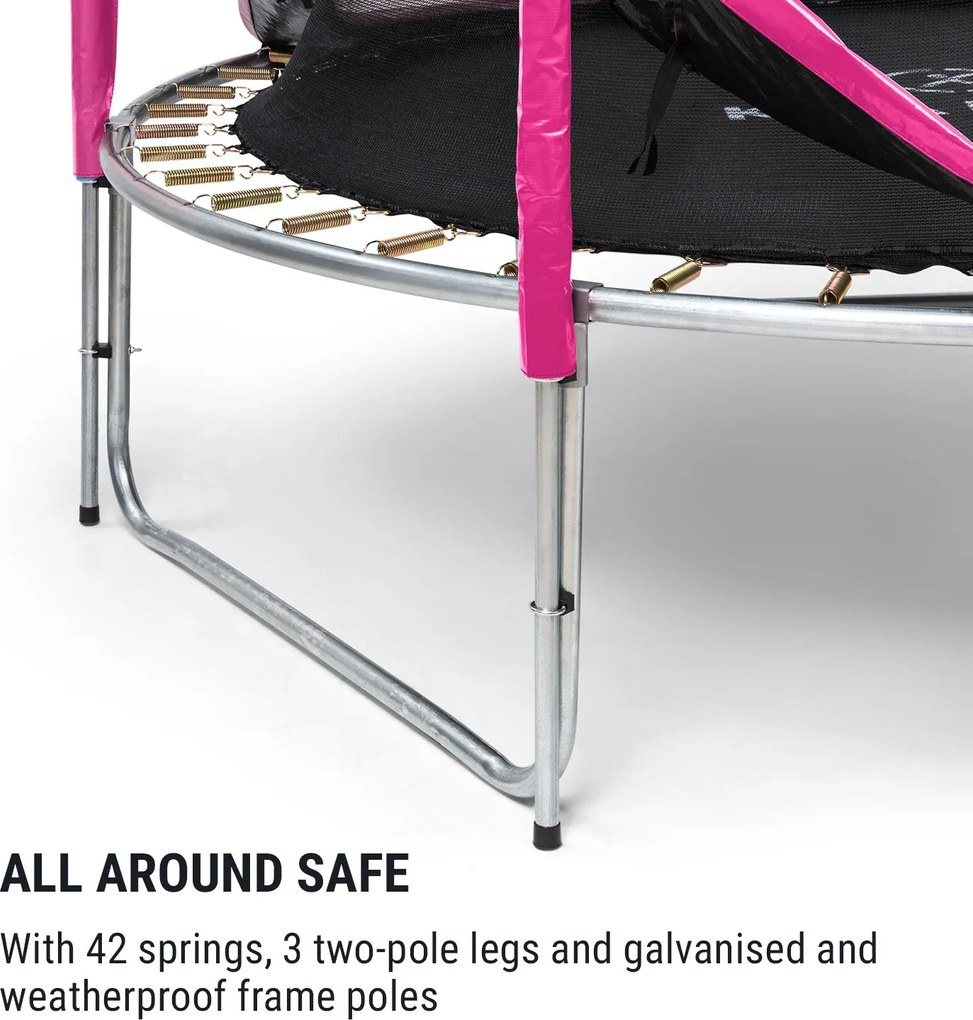 KLARFIT Jumpstarter, trambulină, 2,5 m Ø, plasă 120 kg max., 195 cm Ø zonă de sărituri