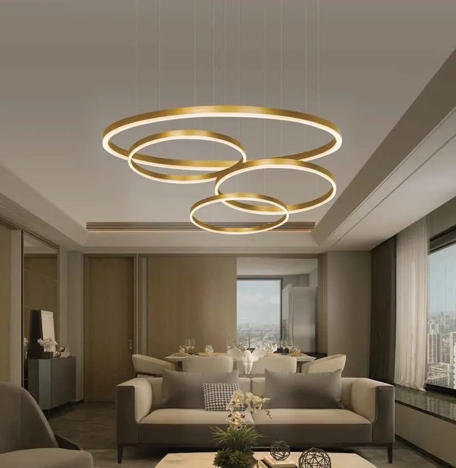Lustra LED design modern circular ROTUNDA 80cm, auriu mat