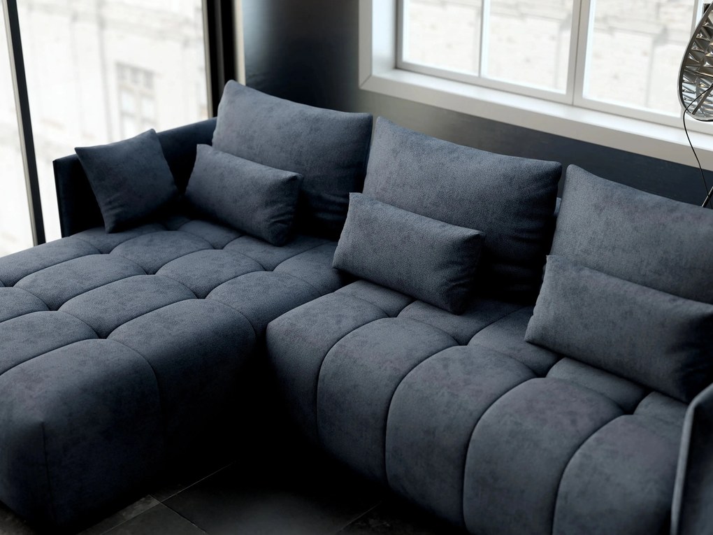 Colțar extensibil dumonde cu ladă de depozitare si sezut confortabil din spuma high-density, Malta Enjoy Antracit 235x185 cm