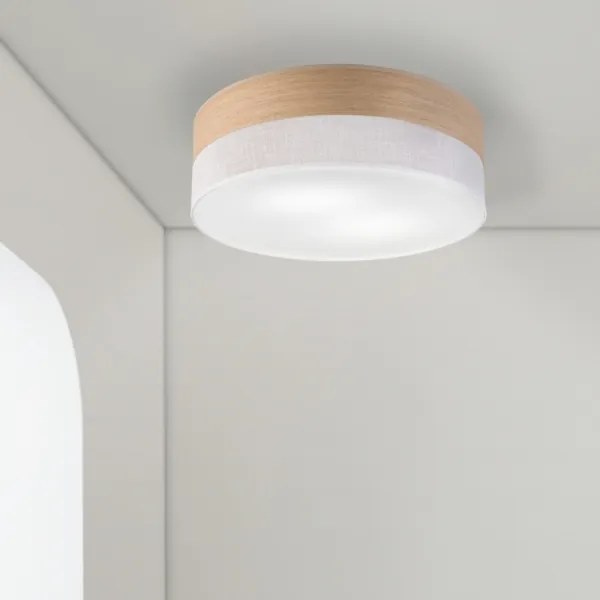 Plafonieră SIRJA WOOD 2xE27/15W/230V d. 45 cm alb/stejar