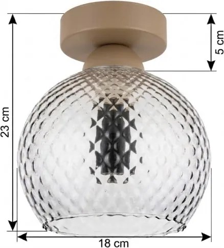 BRILAGI - Plafonieră LED R GLASS 1xE27/60W/230V Ø 18 cm bej/gri fumuriu