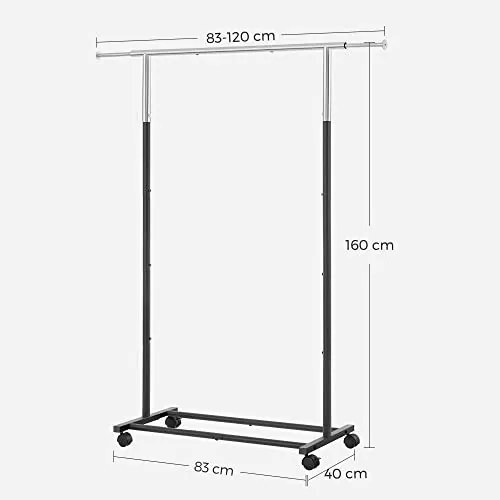 Suport extensibil pentru haine, metal, negru, Songmics