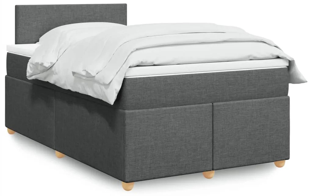 vidaXL Pat box spring cu saltea, gri închis, 120x200 cm, textil