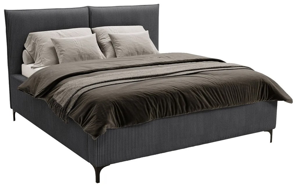 Pat matrimonial 140 cm Camtana (Negru) (cu somieră) (cu sp. depozitare). Promo -17%. 1104109