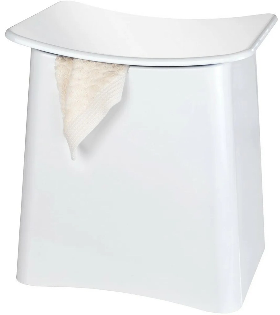 Wenko Scaun de baie cu spațiu pentru rufe Wing, alb, 45 × 33 × 48 cm
