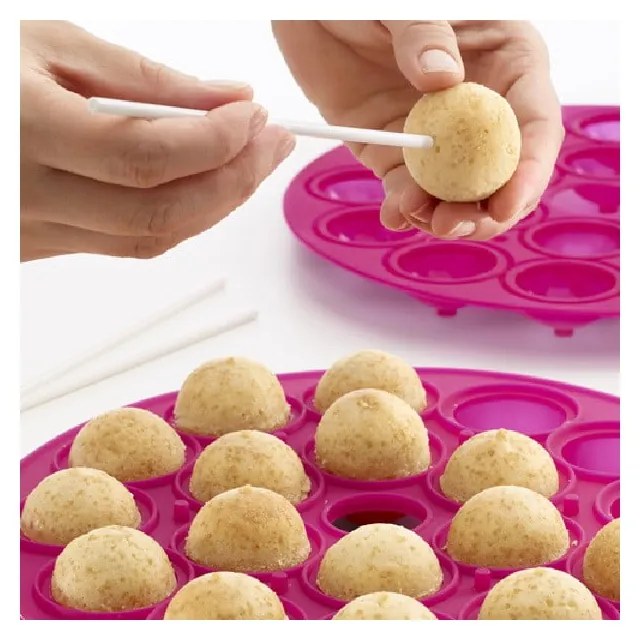 Formă din silicon pentru cake pops Lékué Pops, ⌀ 26,5 cm, roz