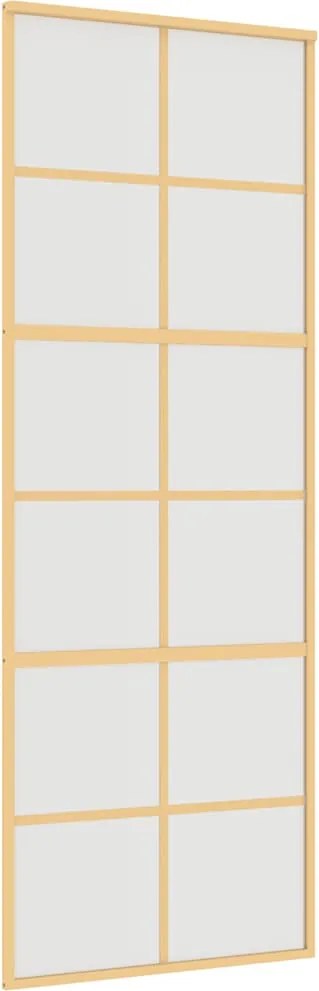 vidaXL Ușă glisantă, auriu, 76x205 cm, sticlă ESG mată și aluminiu
