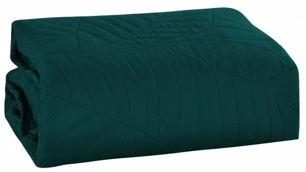 Cuvertura turcoaz pentru pat cu model LEAVES Dimensiune: 200 x 220 cm