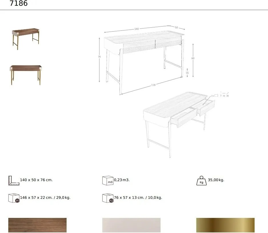 Birou deosebit design LUX Walnut-Bej