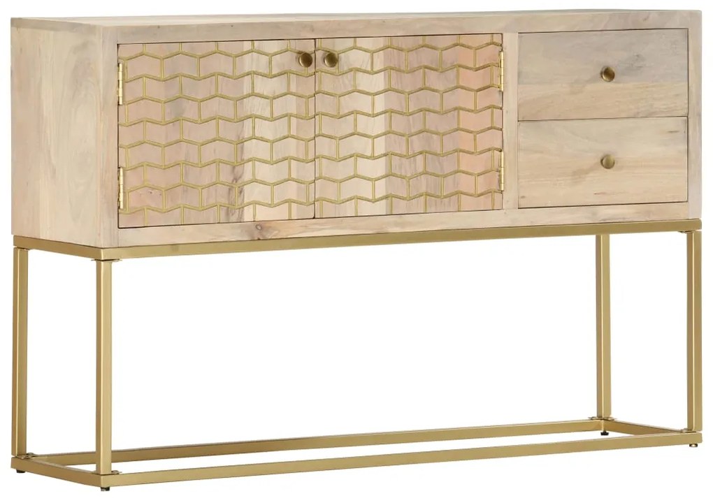 vidaXL Dulap, auriu, 120 x 30 x 75 cm, lemn masiv de mango
