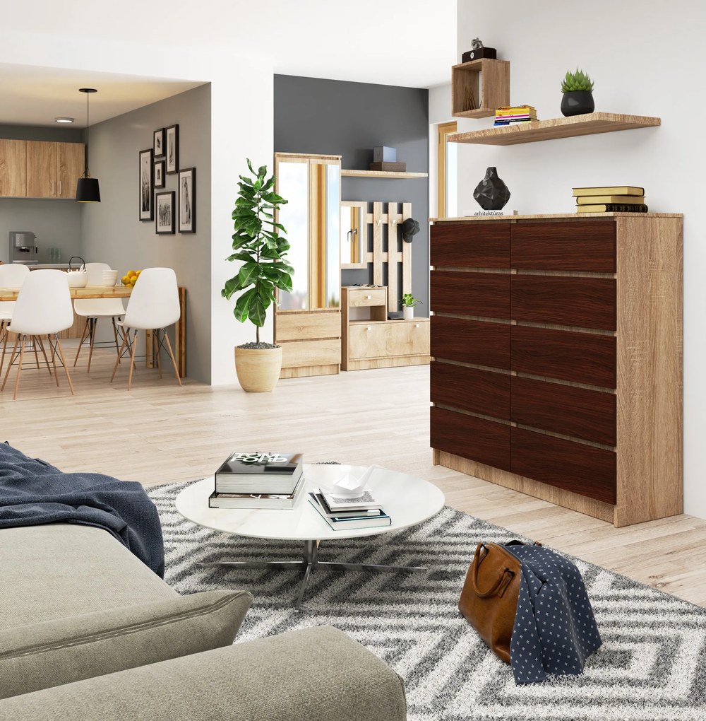 Comodă Kapil III (Stejar sonoma + wenge). 1069399