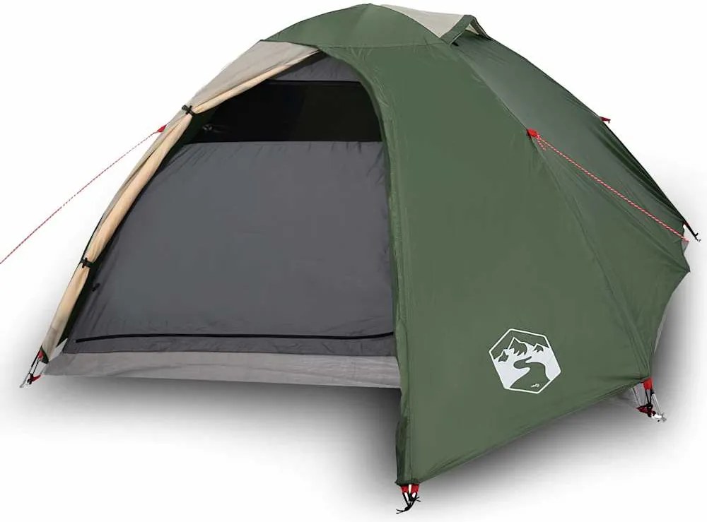 vidaXL Cort de camping cupolă pentru 4 persoane, verde, impermeabil