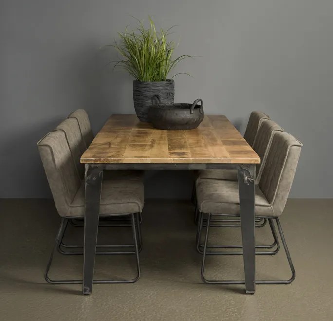 Masa dreptunghiulara din lemn de mango 220x100x78 cm maro/negru