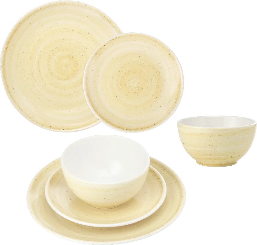 Set 3 Piese Tera Celis Galben-Ocru ( Farfurie Mare 26cm, Farfurie Mica 21cm, Bol 450ml )