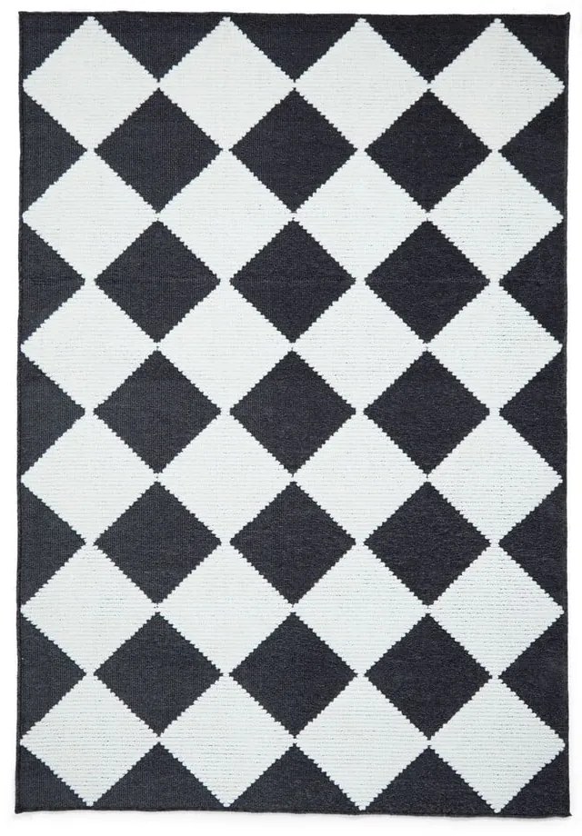 Covor alb-negru lavabil 80x150 cm Lyna Charcoal&amp;White – Think Rugs