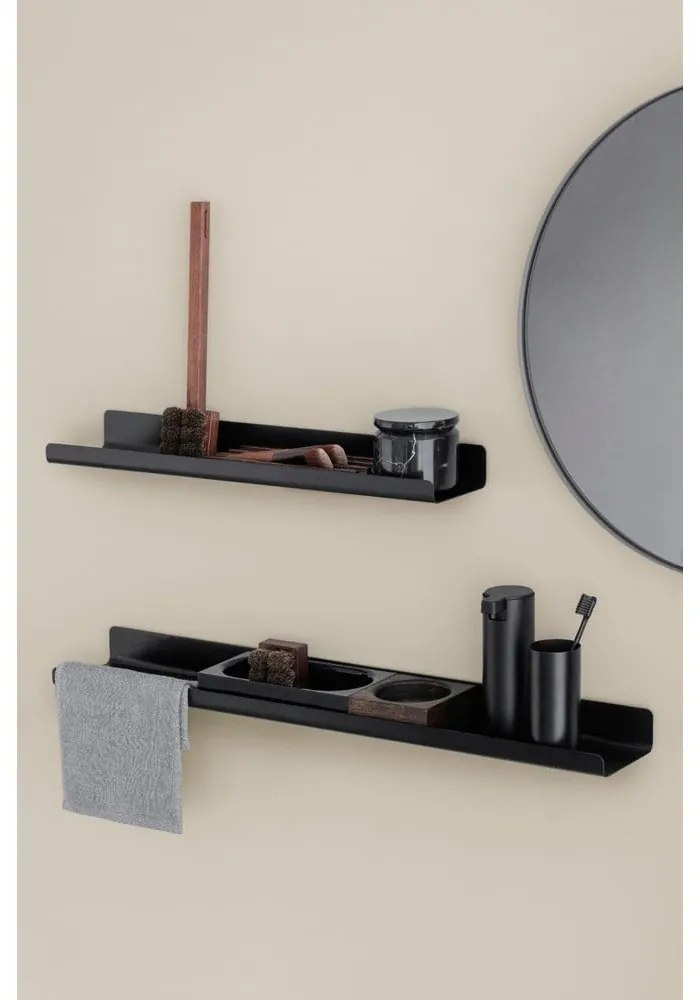 Raft din metal pentru baie Blomus, lungime 71 cm, negru