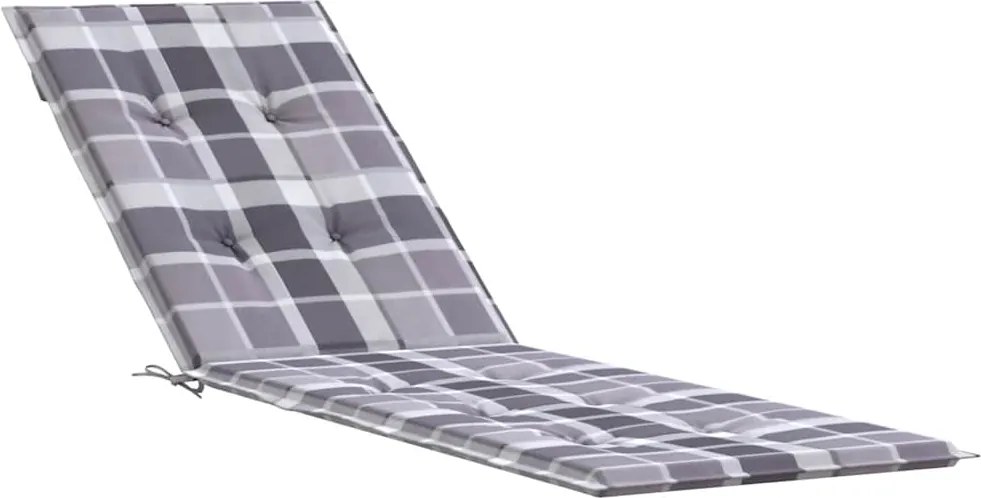 vidaXL Pernă de șezlong, gri carouri (75+105) x 50 x 4 cm