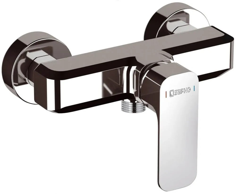 Baterie argintiu-lucios pentru duș cu montare pe perete (1 ieșire) Spy – Sapho