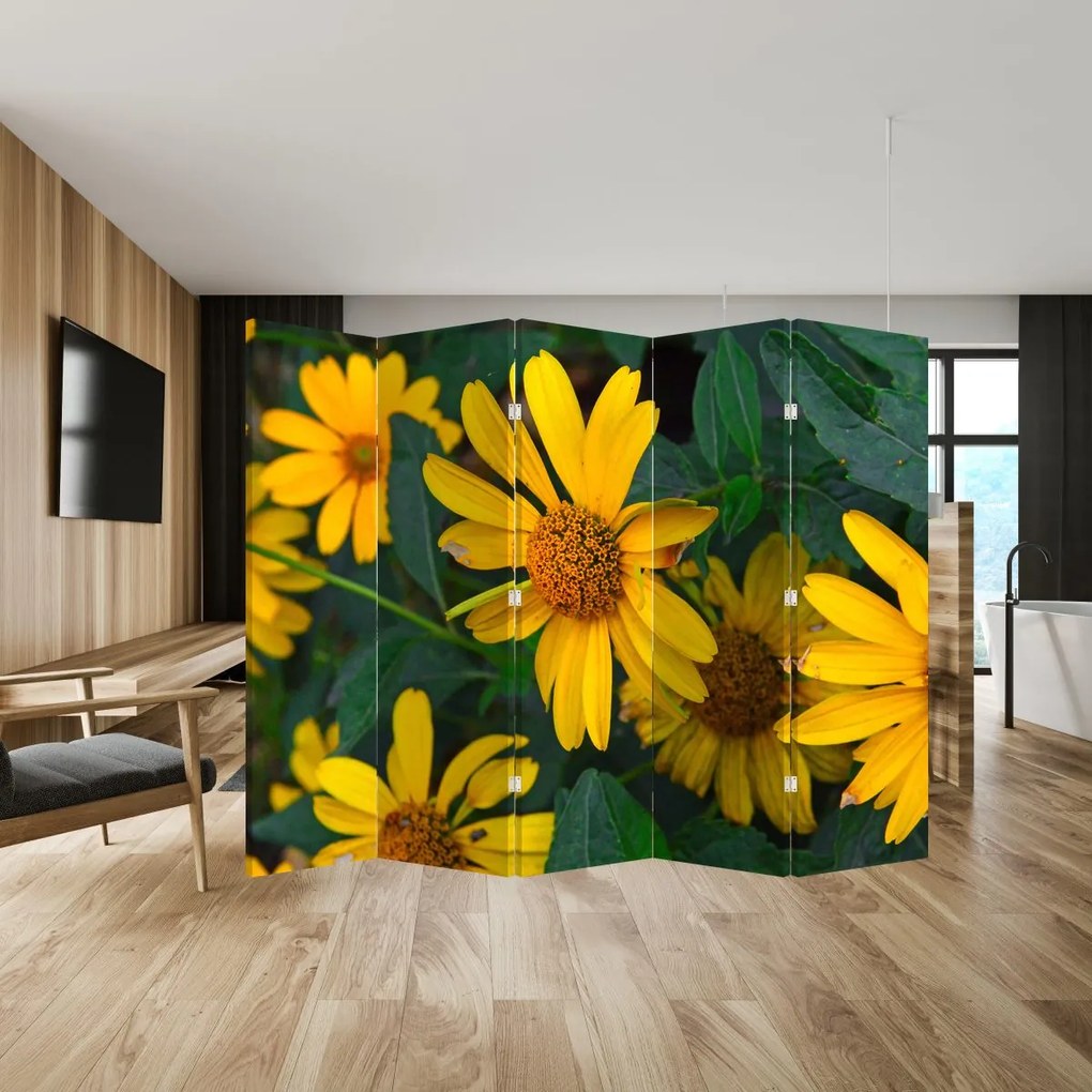 Paravan - Flori galbene (210x170 cm)