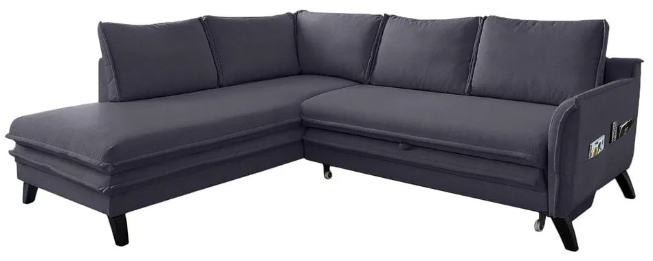 Colțar extensibil cu șezlong pe partea stângă Miuform Charming Charlie L, gri antracit