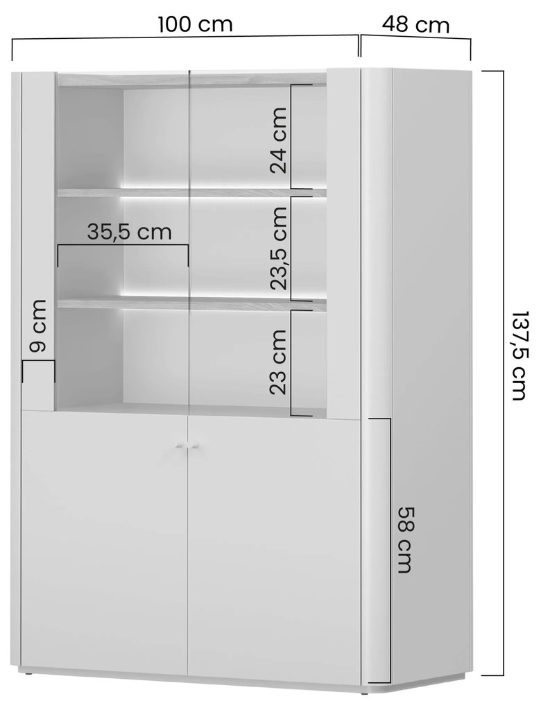 Vitrină cu două uși Elivo 100 cm - eucalipt / stejar baltic dune