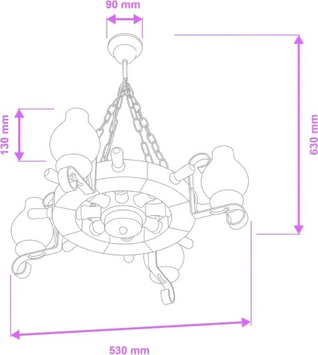 Brilagi - Candelabru pe lanț TIMONA 4xE14/40W/230V diam. 50 cm fag/nuc