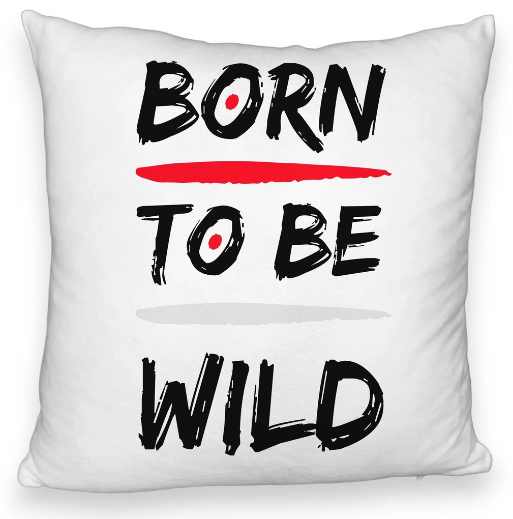 Perna Decorativa Fluffy, Model Born to Be Wild, 40x40 cm, Alba, Husa Detasabila, Burduf